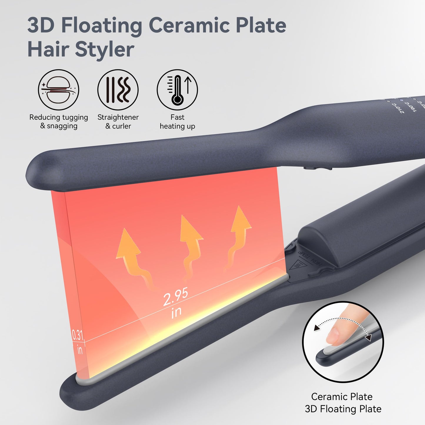 VIKICON Cordless Mini Hair Straightener: 3/10" Small Pencil Flat Iron for Short Hair & Beard - Ceramic Thin Plate, 3 Temp Settings, Travel-Friendly with Auto Shut-Off - Birthday Gift for Men & Women