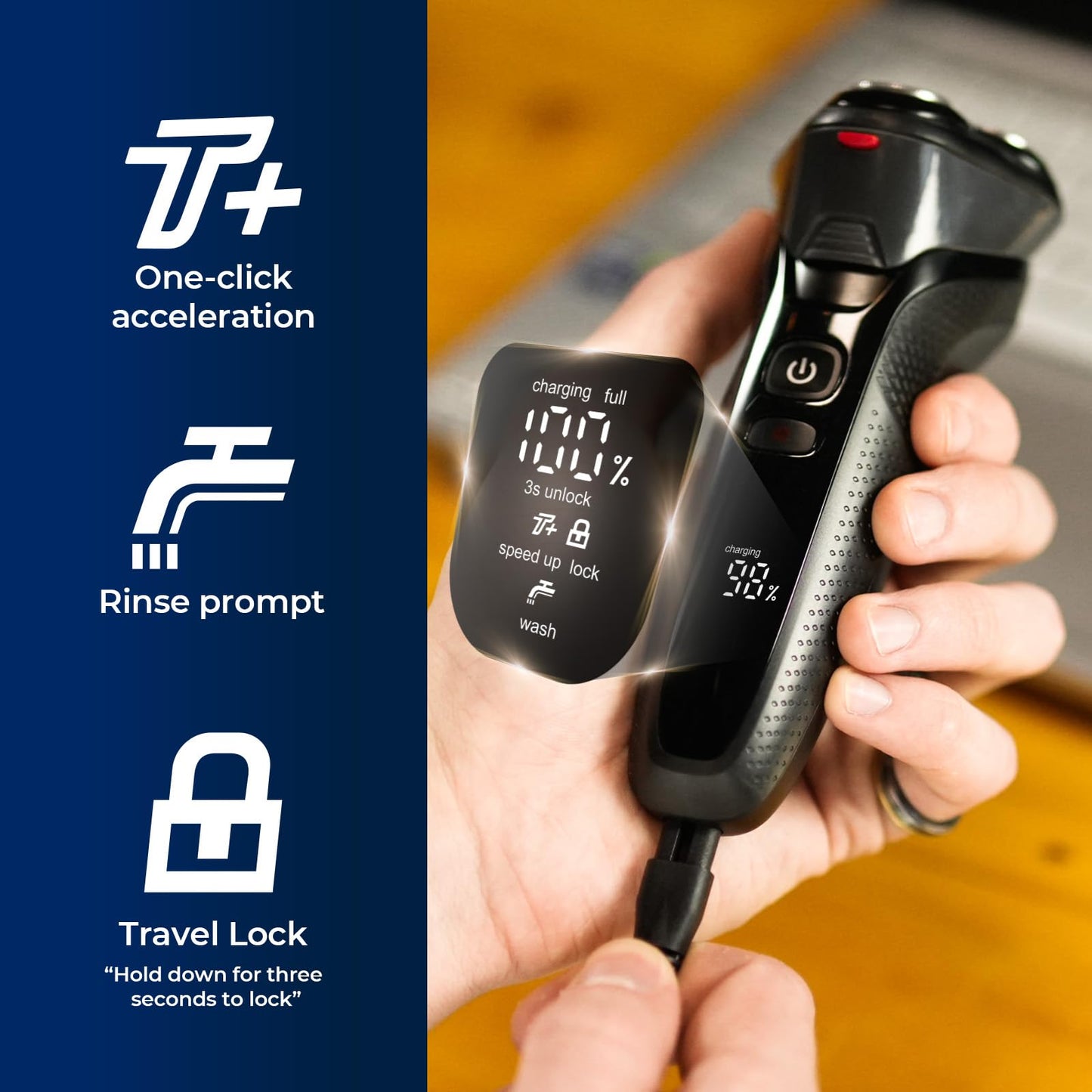 rategist Cordless Electric Razor for Men: 3-in-1 Shaver for Beard/Nose/Sideburns - IPX7 Waterproof Travel Kit - Turbo Speed & Precision Blades, Texture Black