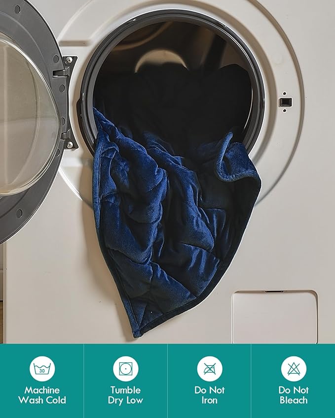 Kaisa Weighted Blanket for Adults(5 lbs, 23" x 29"), Soft Weighted Lap Blanket Machine Washable, Small Heavy Blankets with Glass Beads for Travel & Sleep,Navy Blue