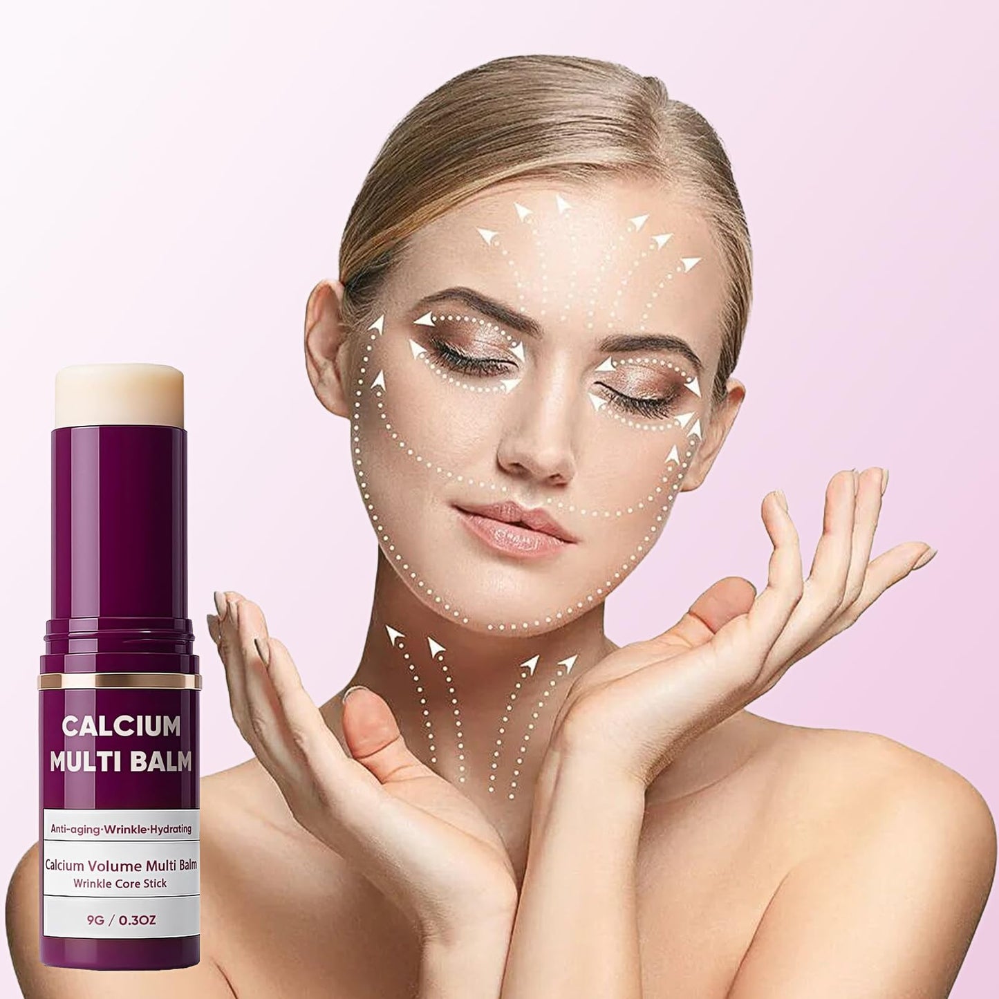 Cemenrete Calcium Multi Balm, Wrinkle Core Stick, Korean Collagen Moisturing Stick, Calcium Volume Multi Balm, Anti-Aging, Sagging, Wrinkles, Almond & Vitamin E for Lip Balm Eye Cream Neck (1PCS, 9G)