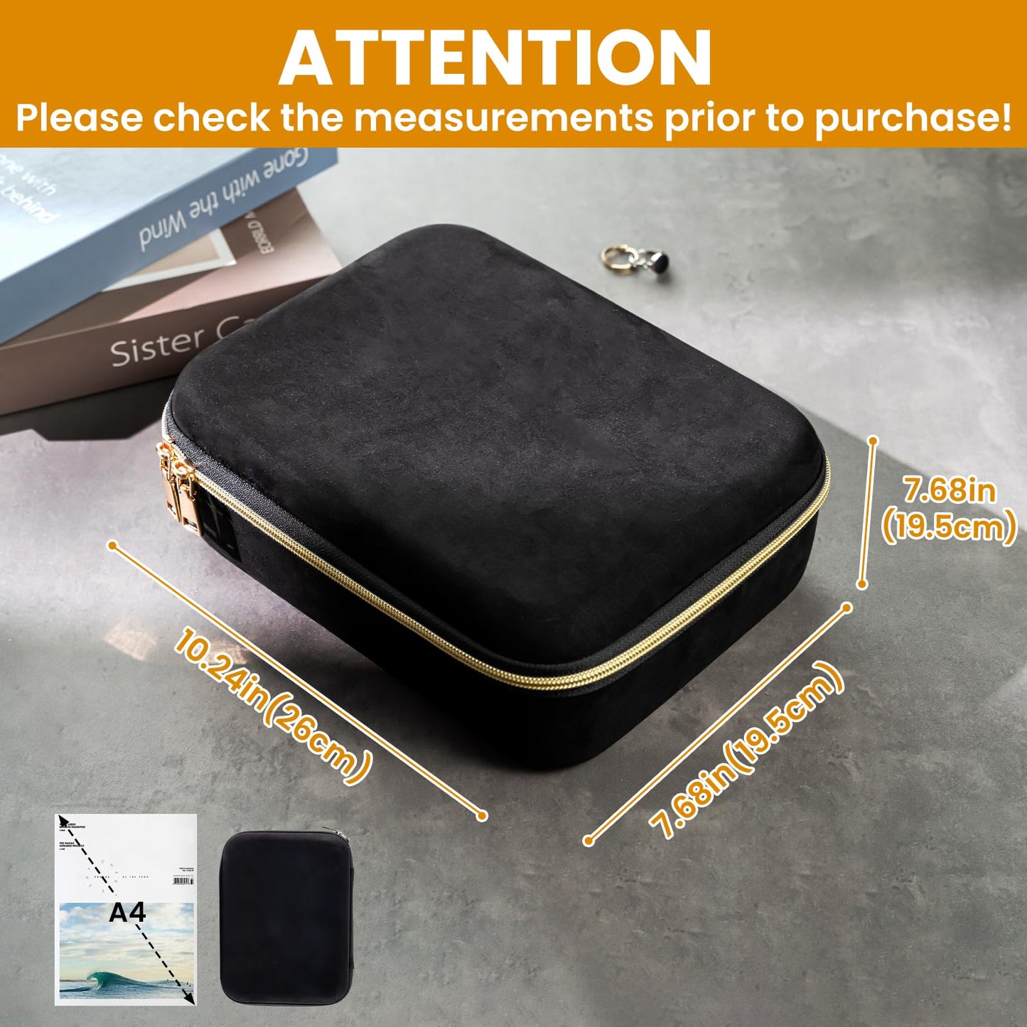 ProCase Mens Extra Large Jewelry Storage Case, 3 Slots Travel Watch Accessories Carrying Box, Glasses Necklaces Rings Bracelets Zippered Organizer Bag for Male -Black