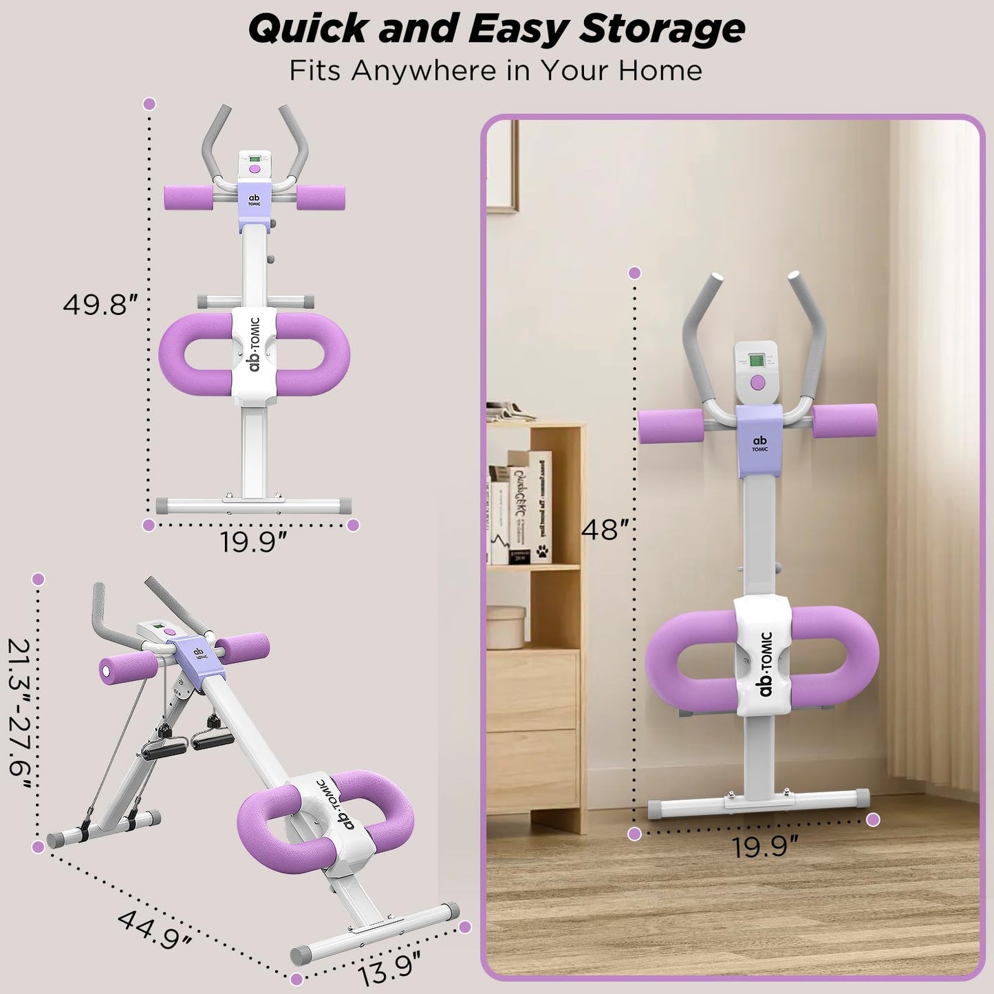 Ab Machine, Adjustable Ab Workout Equipment, Ab & Sit Up Machine for Stomach Workout,Foldable Abdominal Trainer With Knee Protection Full Body Workout for Home Gym 440 LBS