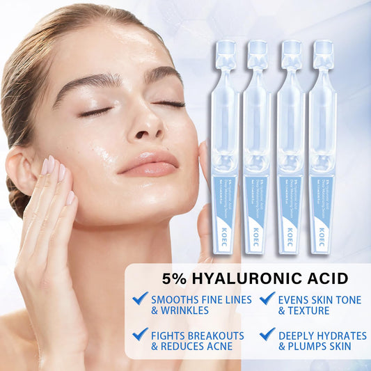 30 Pcs Hyaluronic Acid Serum Vials, Ultra Hydrating 5% Hyaluronic Acid serum Tubes, Hydrating Face Serum for Women Anti Aging, 1.5ml * 30pcs