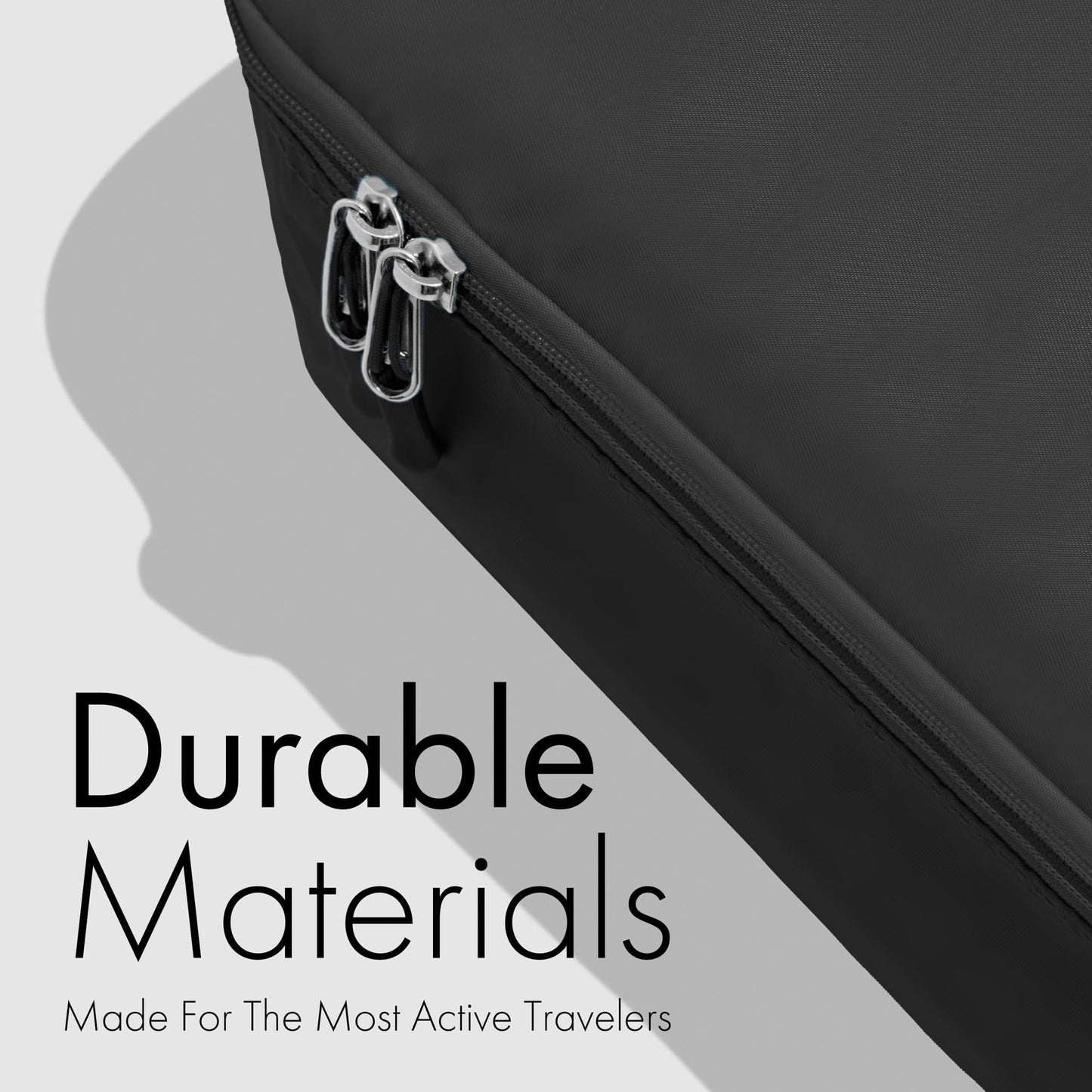 (Not Made In China) 8 Set Packing Cubes For Travel, Luggage and Suitcase Organizer Bags, Lightweight and Waterproof Nylon (Black)