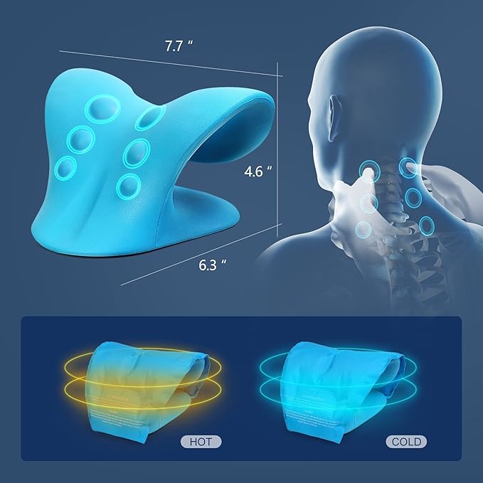 Neck Stretcher & Gel Pack for Pain Relief, Cervical Traction Device Pillow with Hot Cold Compress, Reusable Ice Pack Wrap for Neck, Shoulder, Knee, Back, Hand Injuries, Swelling, Bruises, Sprains