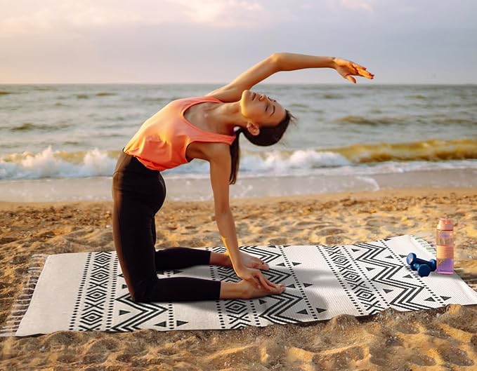 Cifupy Handmade Organic Yoga Mat made with Organic Cotton Yoga Mat - Non Slip Hand-Woven Foldable Yoga Rug Provides Excellent Comfort, Traction & Support for Indoor & Outdoor Use - 24 x 72 Inches