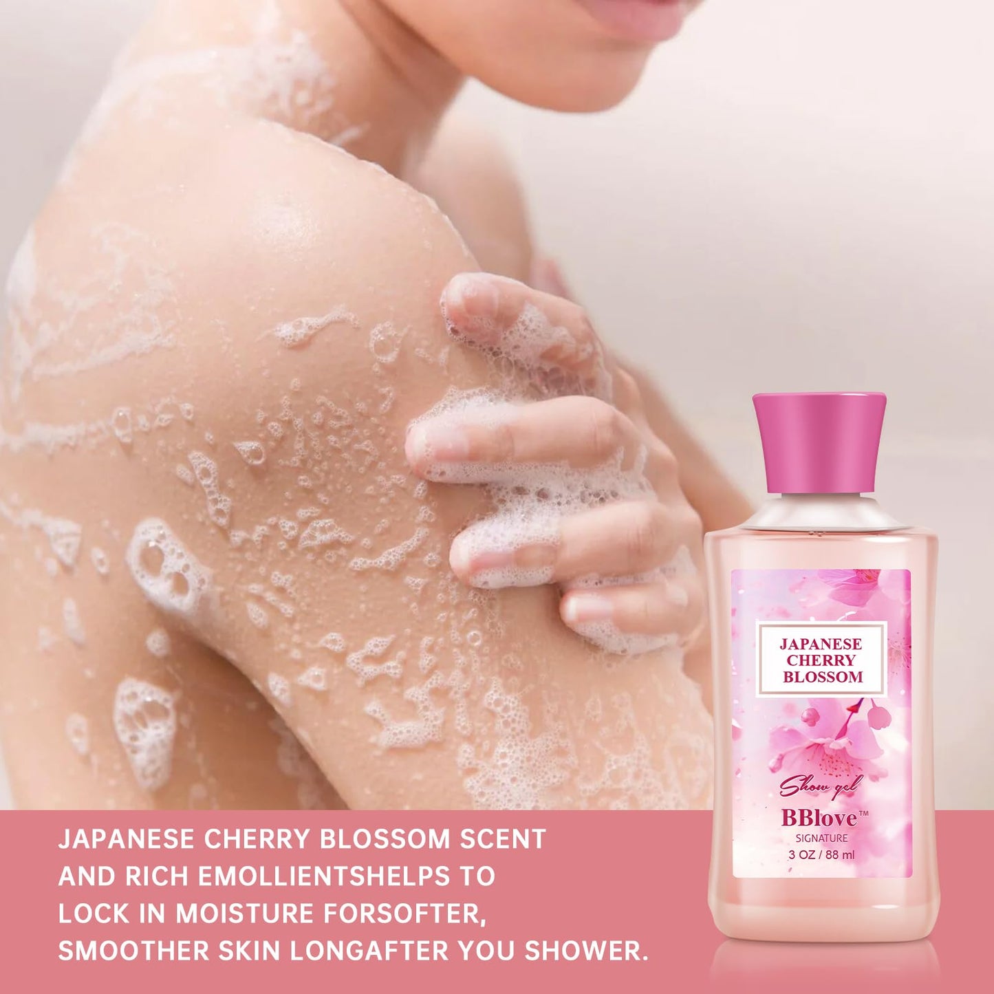 Bath and Body Gift Set for Women & Girls, Japanese Cherry Blossom, 4PCS Set for-Shower Gel, Body Lotion, Body Mist, Exfoliating Scrub, Body Care Travel Set for Birthday Mother's Day Gifts