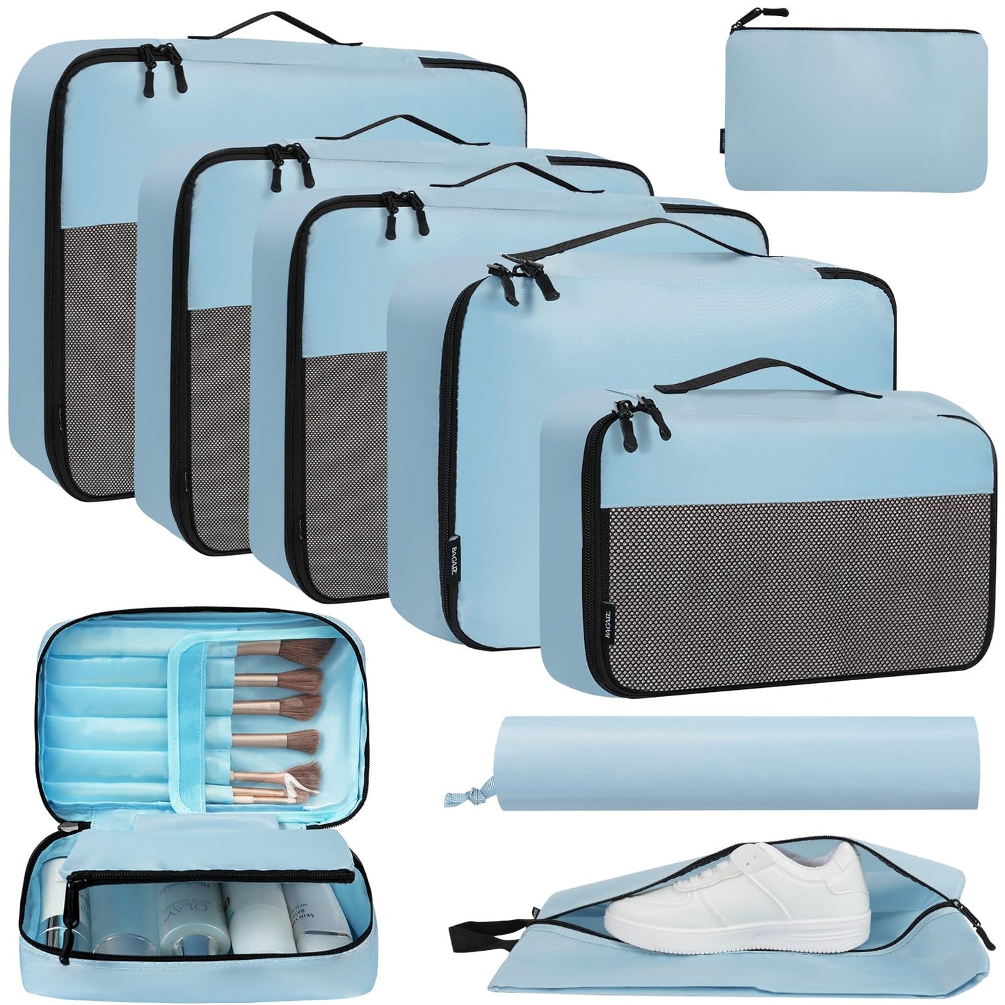 BAGAIL 8 Set/9 Set Packing Cubes Luggage Packing Organizer for Travel, Suitcase Packing Bags for Travel Accessories(Celestial Blue, 9 Set)
