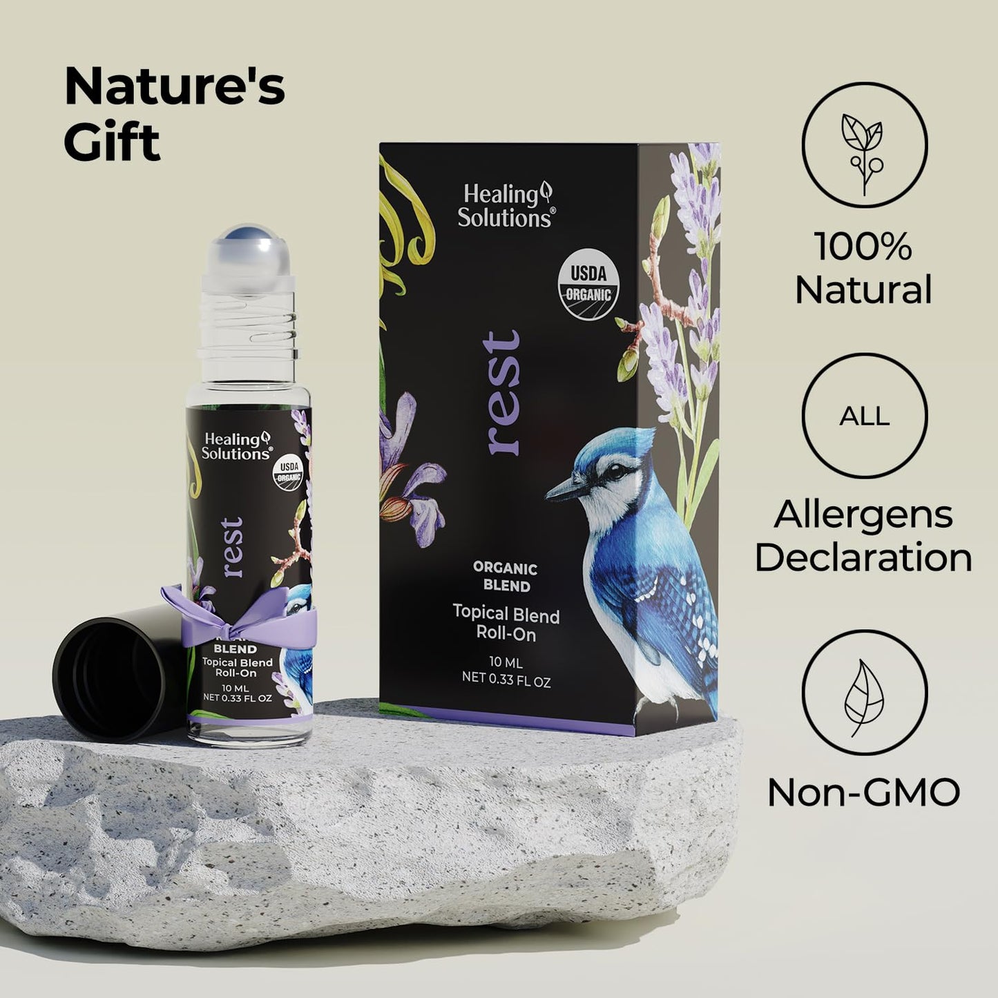 Healing Solutions (2 Pack) Rest Blend Essential Oil Roller & Essential Oil Roll-On Perfume for Calm & Sleep - Organic USDA Certified Body Aromatherapy - Aromatherapy Rollerball