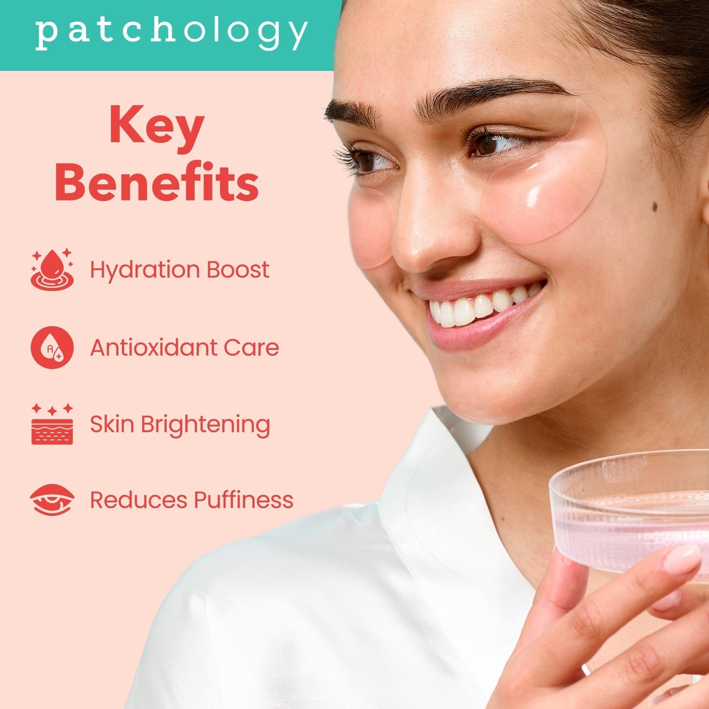 Patchology Serve Chilled Rosé Hydrating Under Eye Patches – Hyaluronic Acid & Antioxidant-Infused Eye Masks to Reduce Dark Circles, Puffiness & Fine Lines - Ideal Skincare Essentials (30 Pairs/Jar)