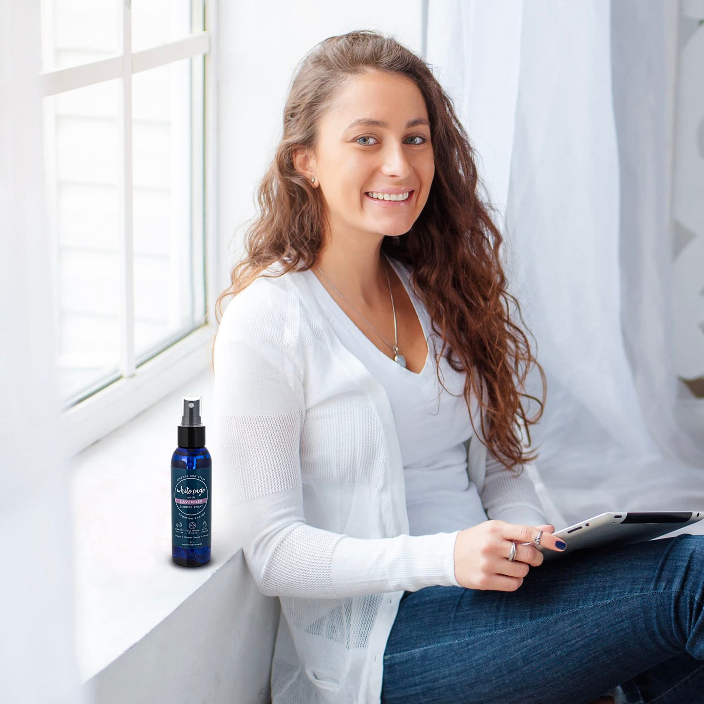 White Sage Smudge Spray for Spiritual Cleansing & Aura Protection, Sage & Lavender Smudging - Cleansing Negative Energy & Protection, Clear Quartz Reiki Energized Aromatherapy Room Mist 2X 8oz