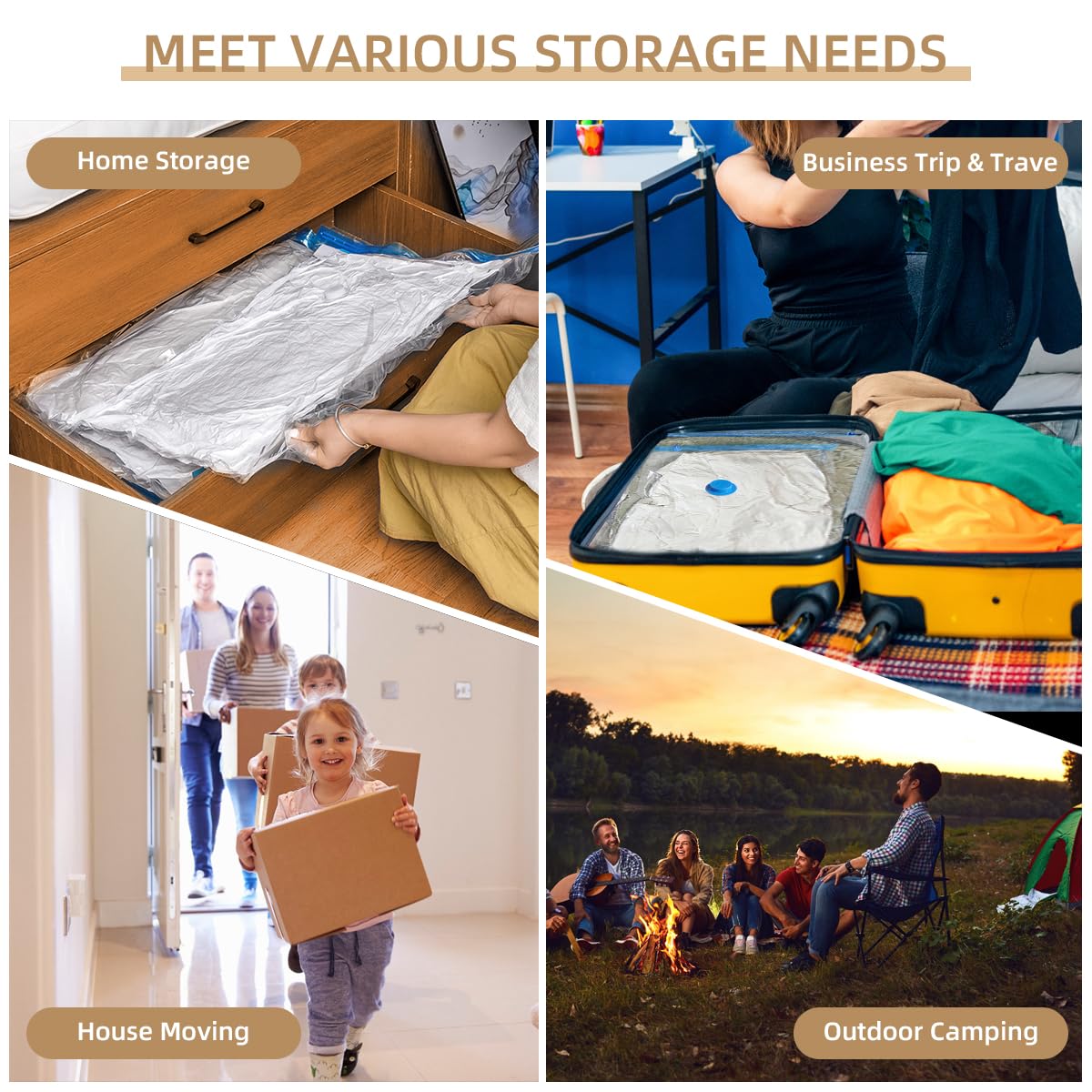 Vacuum Seal Bags with Portable Electric Pump, 12 Pack Vacuum Storage Bags for Clothing Travel, Compression Packing Space Saver Bags for Luggage Suitcase (4 Small & 4 Medium & 4 Large)