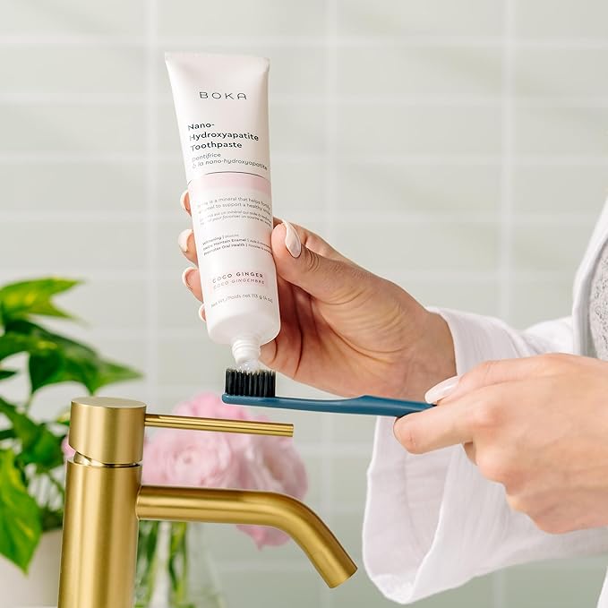 Boka Classic Manual Toothbrush with Extra Soft Activated-Charcoal, Tapered Bristles, Bioplastic Handle That Includes Travel Cap, Dentist-Approved, Great for Adults and Kids, Multi Color (Pack of 4)