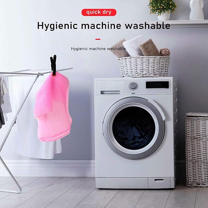 ARCH&M 3-Pack Premium Nylon Exfoliating Towel - 35-Inch Quick-Dry, Hygienic Japanese Washcloth for Body & Back - Durable, Machine Washable, Long-Lasting (Peach Purple Pink)