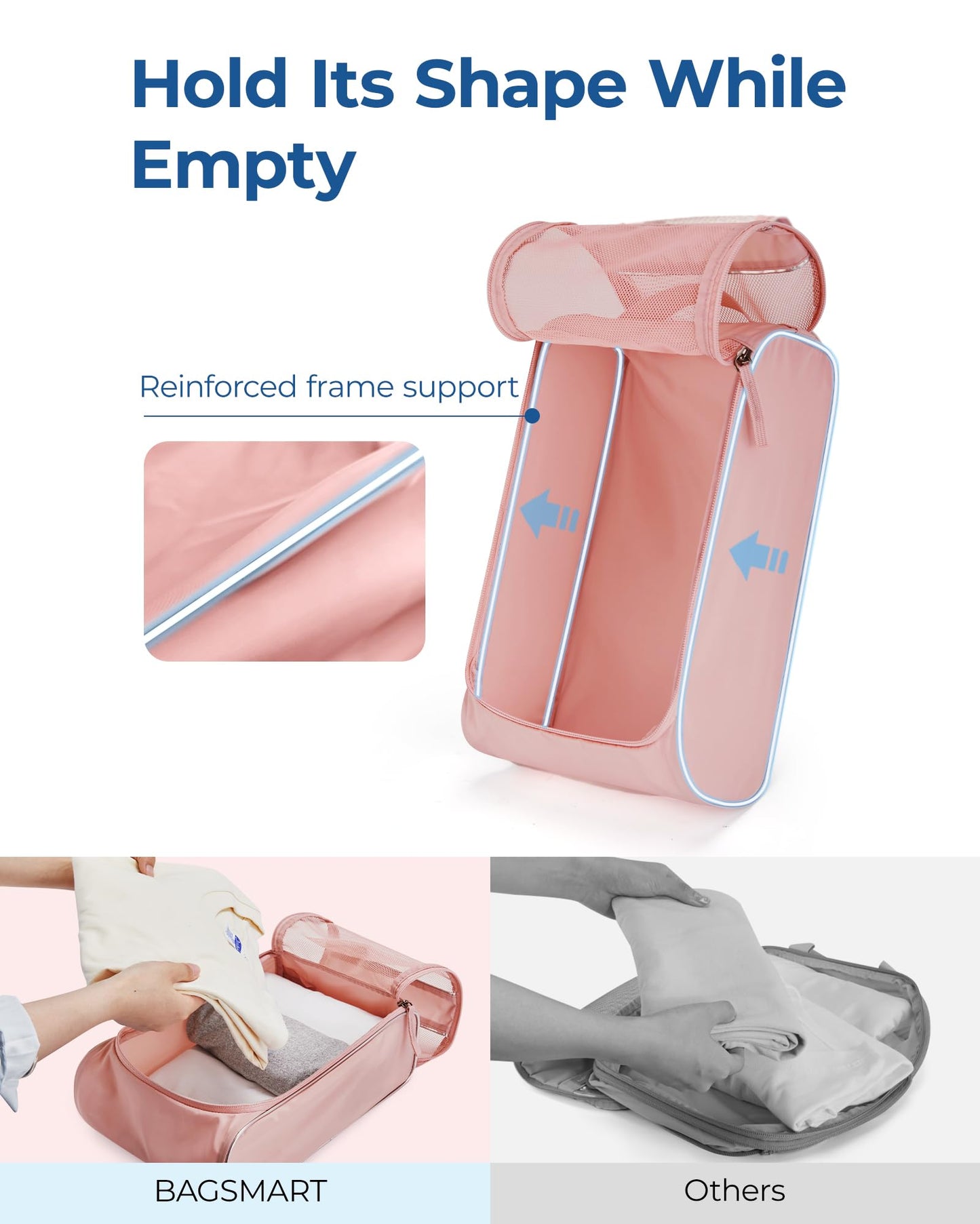 BAGSMART Keep Shape Packing Cubes - 6 Set Travel Organizer Bags, Lightweight Suitcase Organizer with Breathable Mesh, Cruise Ship Essentials, Black