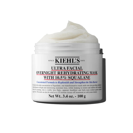 Kiehl's Ultra Facial Overnight Hydrating Face Mask with 10.5% Squalane, Deeply Hydrates Skin & Strengthens Moisture Barrier, Treats Dryness & Flaky Skin, Paraben-free, Fragrance-free - 3.4 fl oz