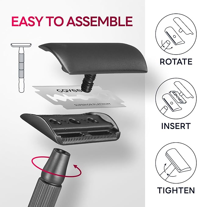 60 Count Double-Edge Safety Razor Blades, Replacement Razor Refills for Shaving, Stainless Steel Blades for All Standards Double-Edge Razor