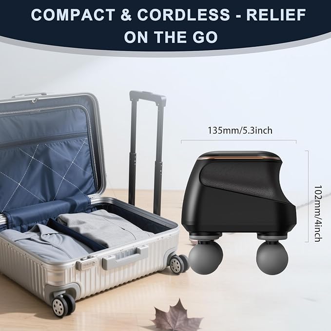 4 Head Massage Gun Deep Tissue, Mini Percussion Muscle Massage Gun for Pain Relief, Portable Electric Muscle Massager with 5 Speeds, 3 Attachments, USB Rechargeable - Ideal Gift for Men & Women