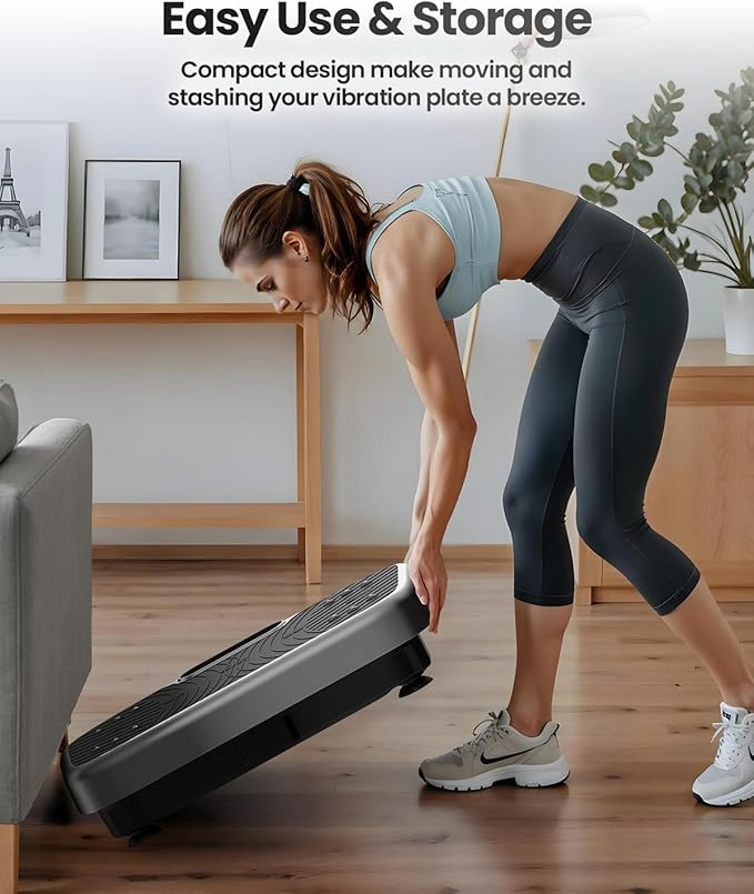 Vibration Plate Exercise Machine, Vibrating Plate Platform for Lymphatic Drainage with 200 Adjustable Speeds, Power Vibration Plate for Weight Loss & Fitness, Supports Max Weight 450 Lbs