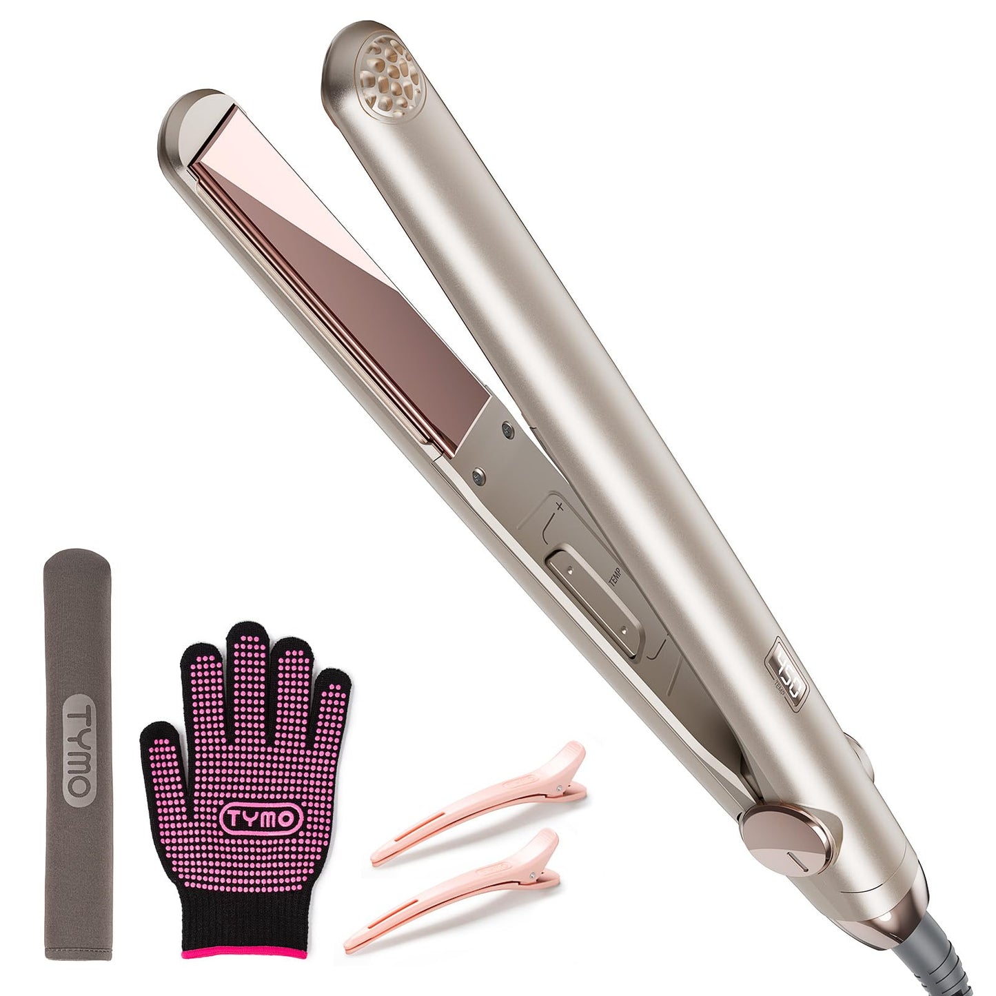 TYMO Flat Iron Hair Straightener - Titanium Hair Straighteners for Women, 1 Inch Professional Travel Flat Iron, Portable Straightener and Curlers with 10s Heat Up, 32 Temp, Dual Voltage & LED Display