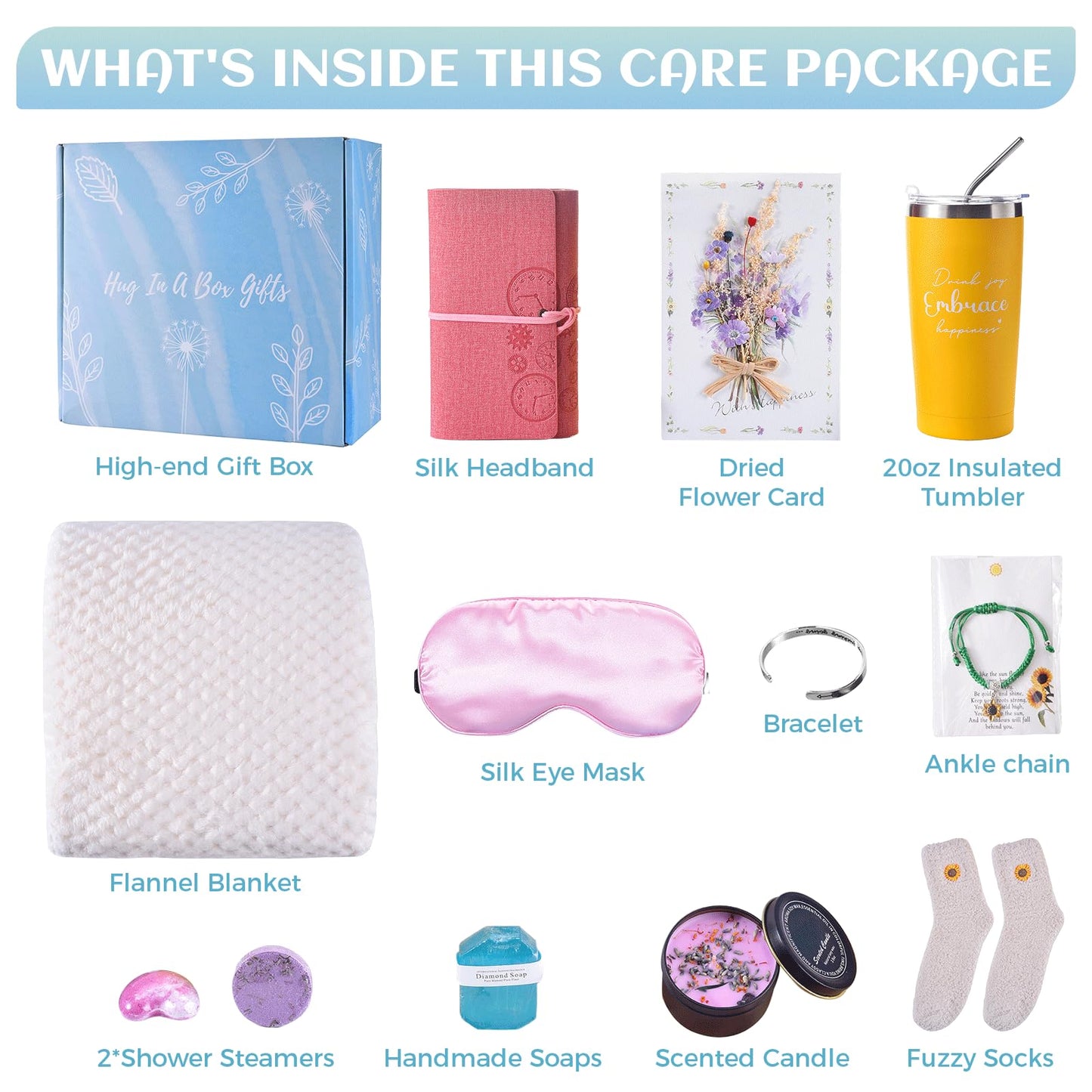 13PCS Get Well Care Package Gifts for Women, Self Care Gifts Basket, After Surgery Recovery Gift Set for Friends Sister Mom, Thank of You Present for Her Care Package for Women