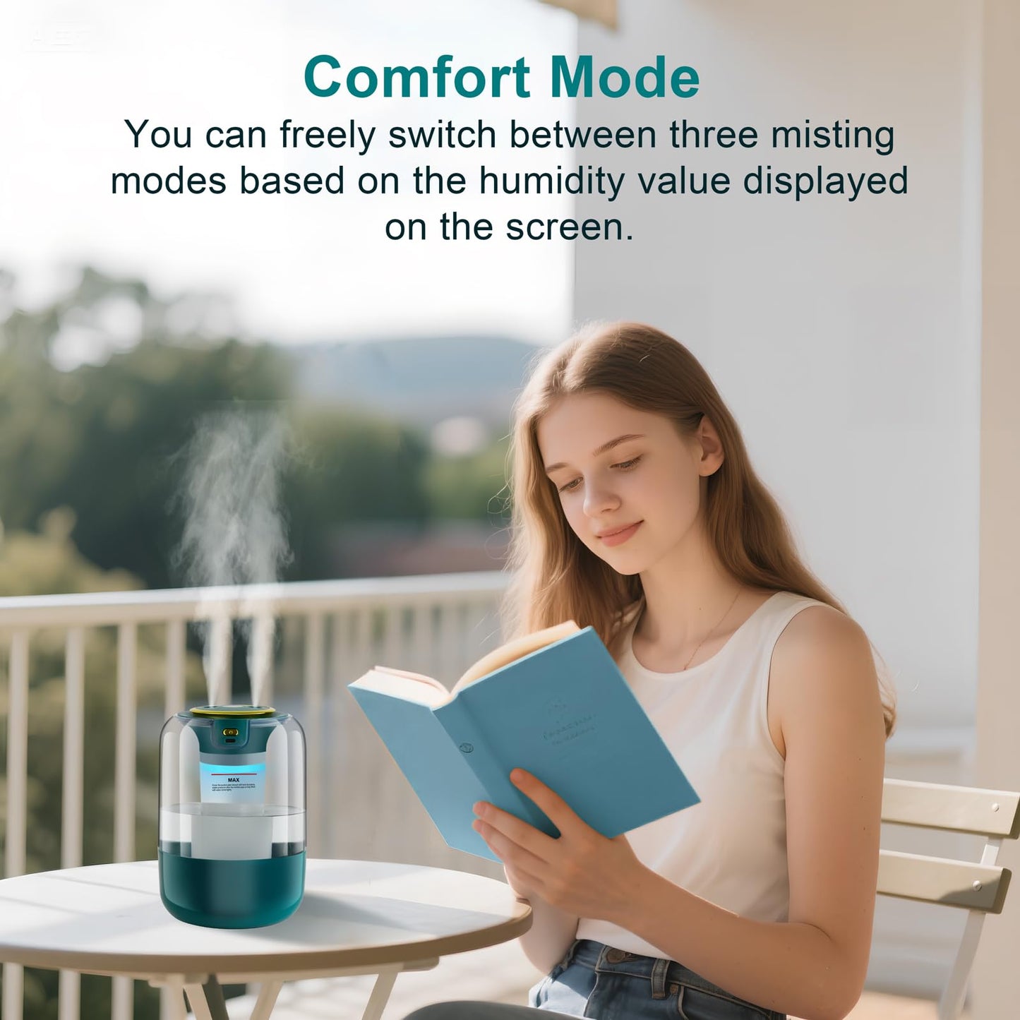 Humidifier with Double Nozzle, 2.2L Humidifiers for Bedroom, 26dB Quiet Dual Spray Cold Mist Humidifier for Plants, Office, and Home Baby Nursery, 3 Gear and Night Light, Easy to Fill & Clean