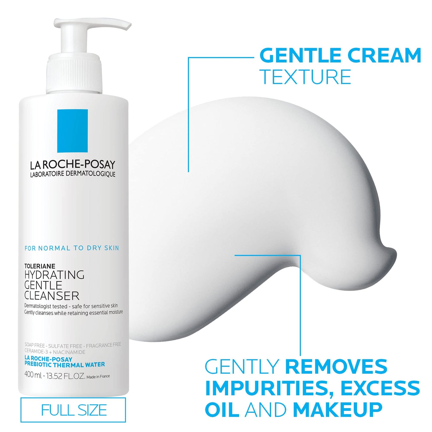 La Roche-Posay Toleraine Skin Care Set, Double Repair Face Moisturizer 40ml & Hydrating Gentle Cleanser 400ml, Oil Free Moisturizer & Face Wash, Formulated with Niacinamide