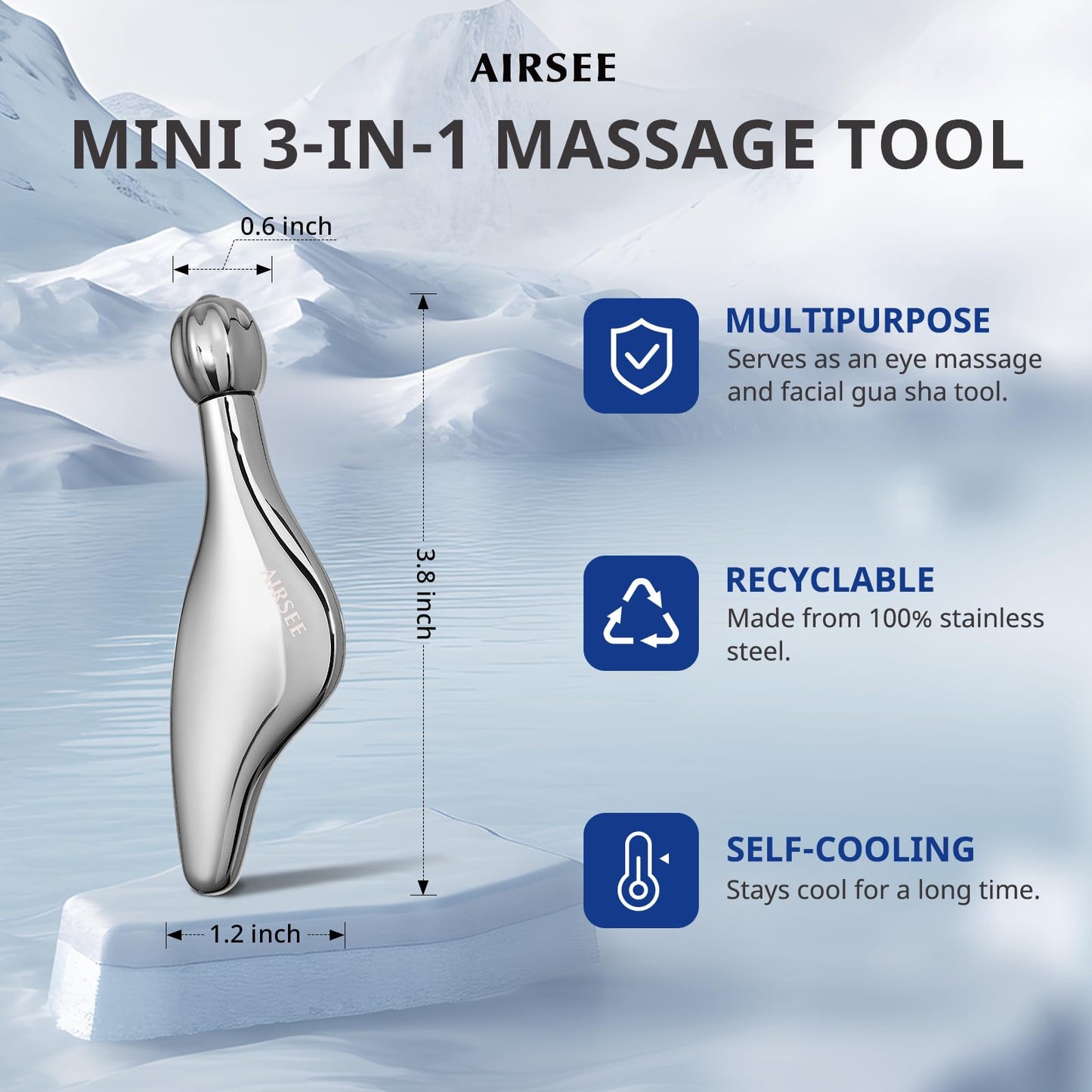 AIRSEE 3-in-1 Gua Sha Massage Tool, Eye Roller, Muscle Scraper, Help Skincare Products Absorb, Anti Aging Treatment, Reduces Wrinkles and Fine Lines, Beauty Tool with Travel Pouch Gifts
