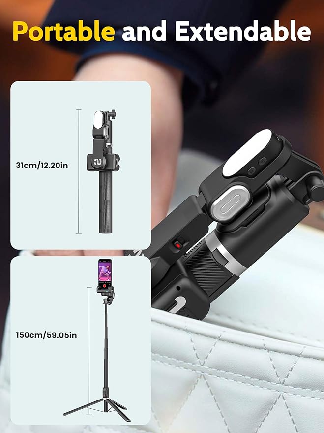 Auto Face Tracking Tripod 360 Rotation w/Stand,Selfie Stick Tripod for iPhone Android w/RGB Light,Remote Control,Phone Stand Follow You for Video Recording for TikTok Vlogging(M2Pro Black)