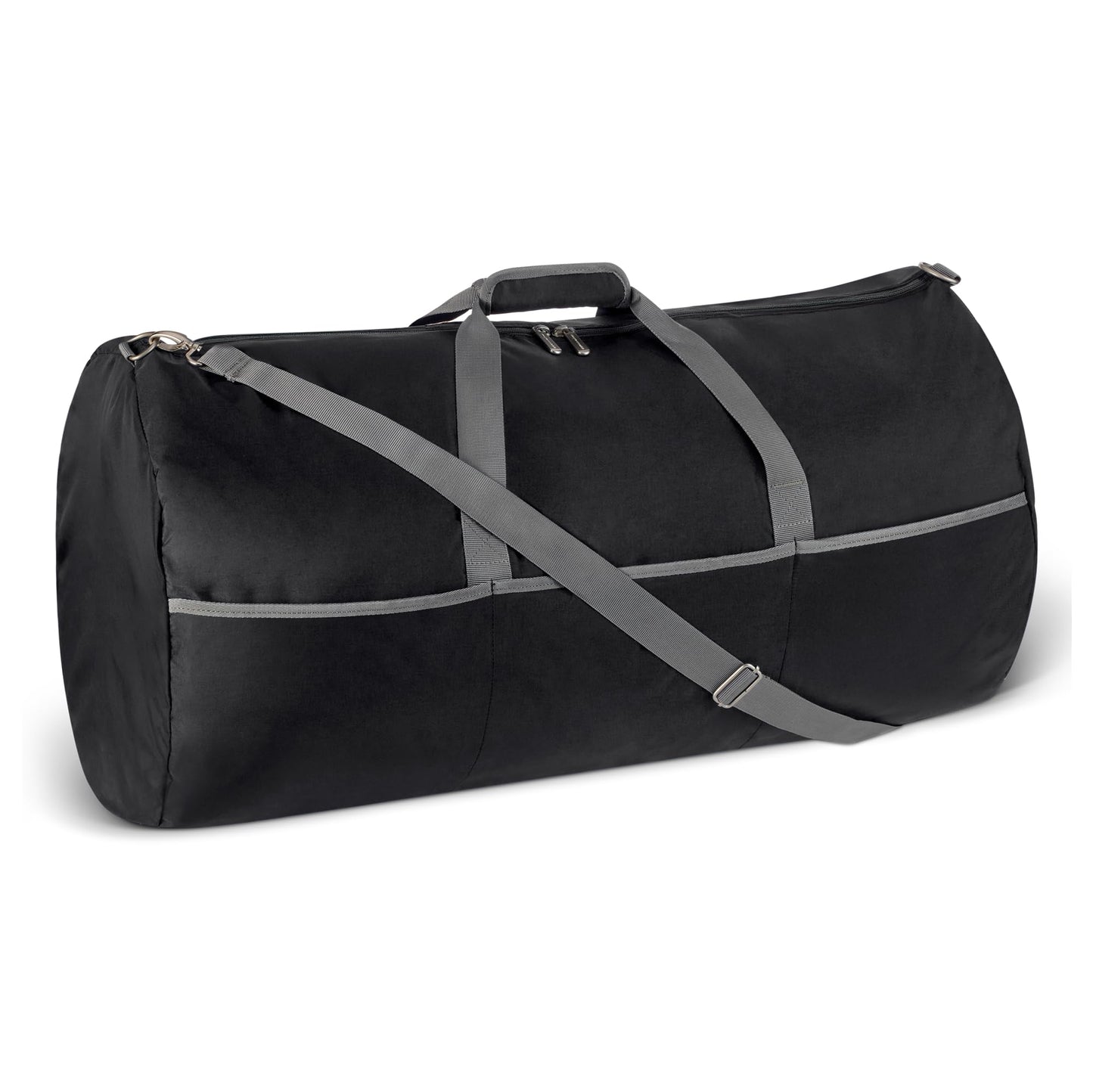 Amazon Essentials 32.4" Extra Large Foldable Nylon Duffel Bag for Travel/Storage with Zippered Pockets, 9254 Cubic Inch (150L), 50-LBS Capacity, Black (Previously Amazon Basics)