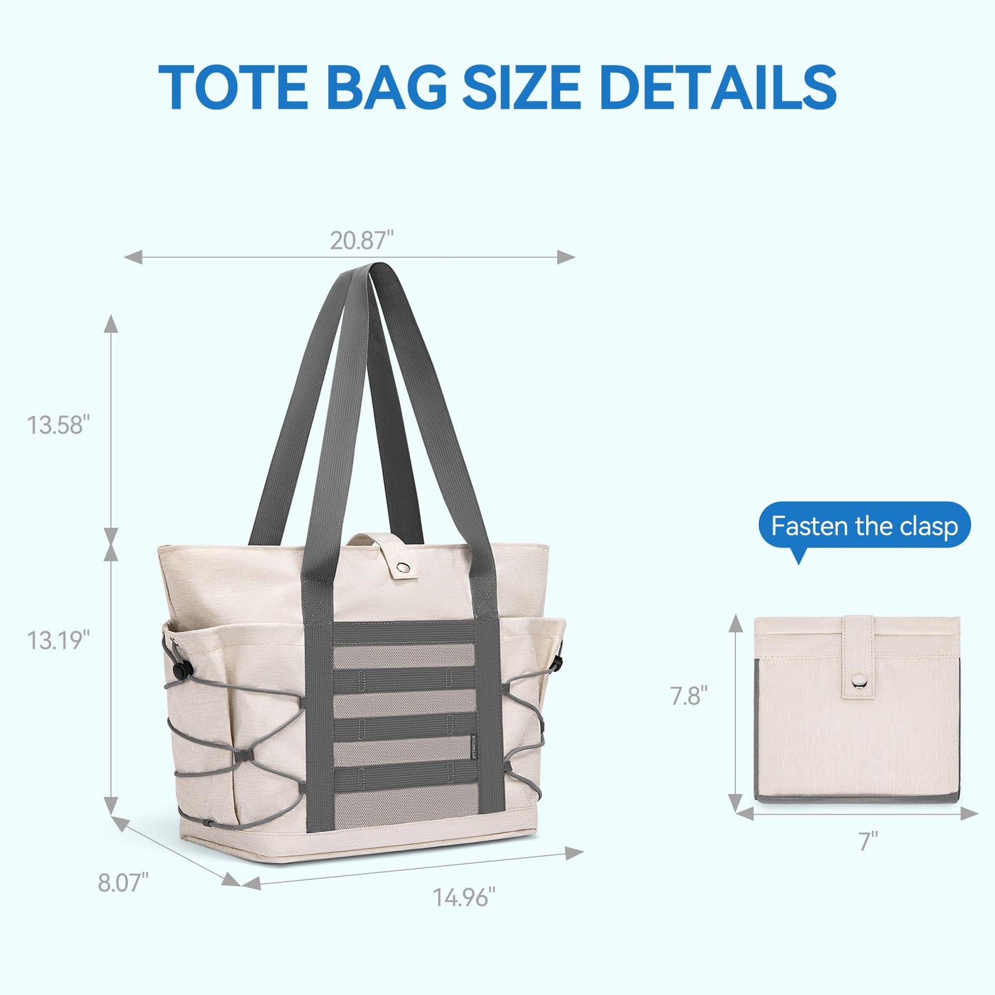 BOSTANTEN Travel Tote Bags for Women Foldable Beach Bag Waterproof Zipper Gym Sports Shopping Bag with Trolley Sleeve