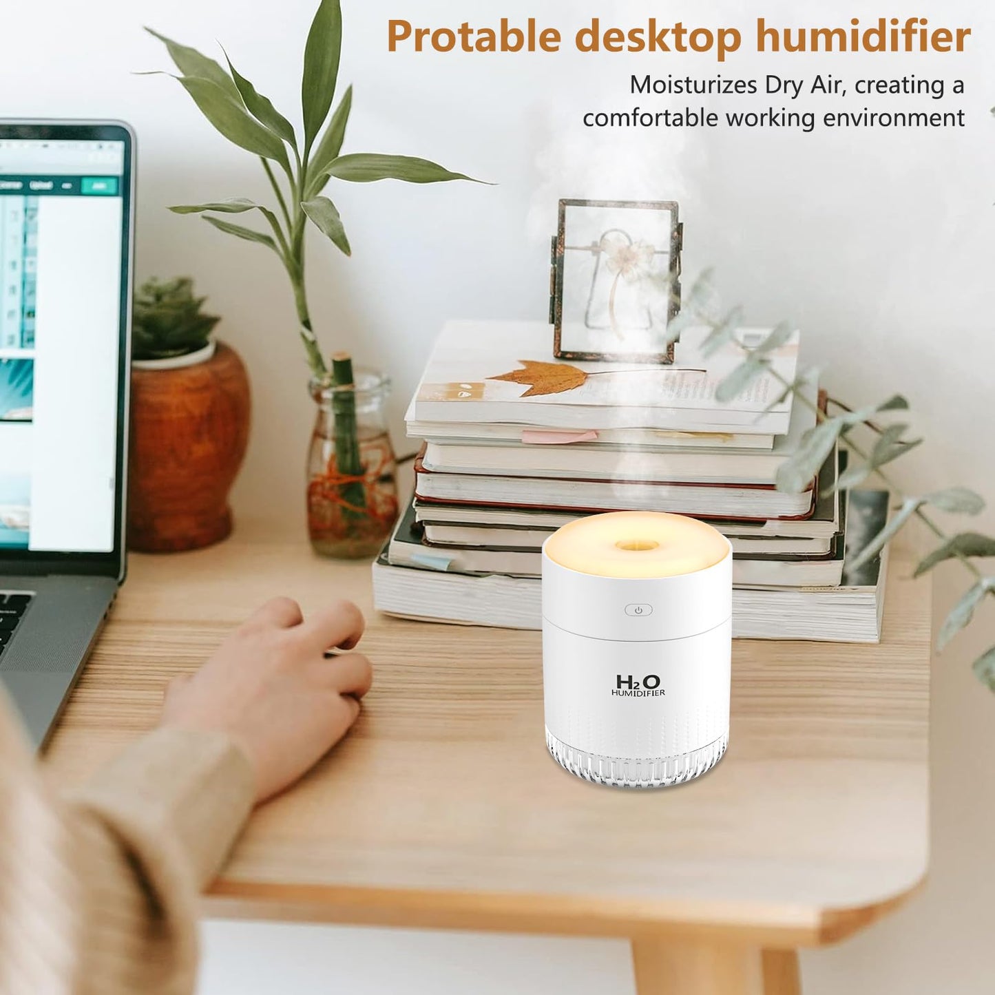 BAMCOO Portable Mini Humidifier, Auto Shut-Off, 2 Mist Modes, Quite, Small Humidifiers for Bedroom Travel Office Desk Plants(White)
