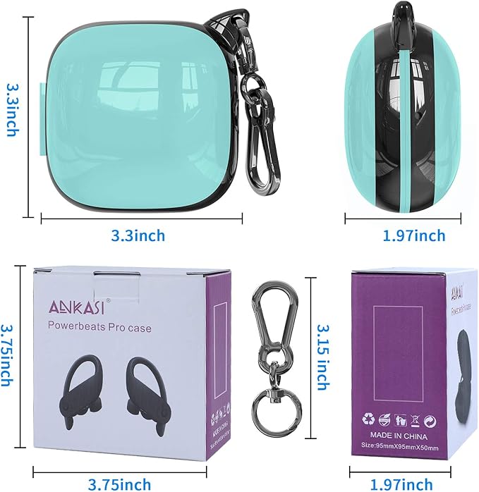 Compatible Powerbeats Pro Case Cover, Full Protective Shockproof Anti-Slip Silicone Case for Beats Powerbeats Pro 2019 (Black Edge+Light Green)