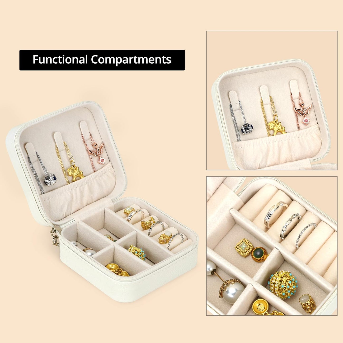 QWORK Travel Jewelry Case - 6 Pack Small Jewelry Travel Organizer Box, Compact Bridesmaid Gift - Mini Storage Case