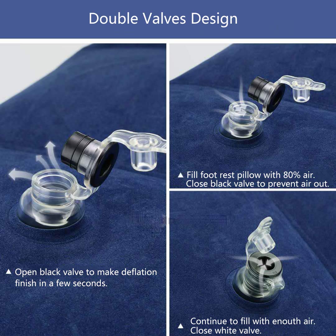 Inflatable Travel Foot Rest Pillow, Adjustable Height Leg Rest Pillow for Cars, Home, Office, Trains, Airplane, Make a Flat Bed for Baby, Kids, Toddlers, with 2in1 Storage Bag (1 Pack)