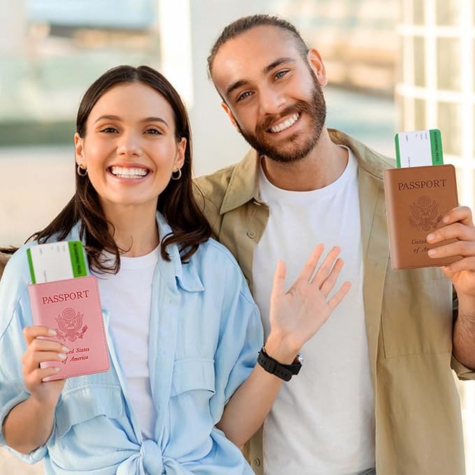 Cnycmy Passport Holder for Travel–Slim Travel Organizer for Passport, RFID Blocking,Boarding Pass, Credit Cards | Vegan Leather & Anti-Theft Design (Brown5)