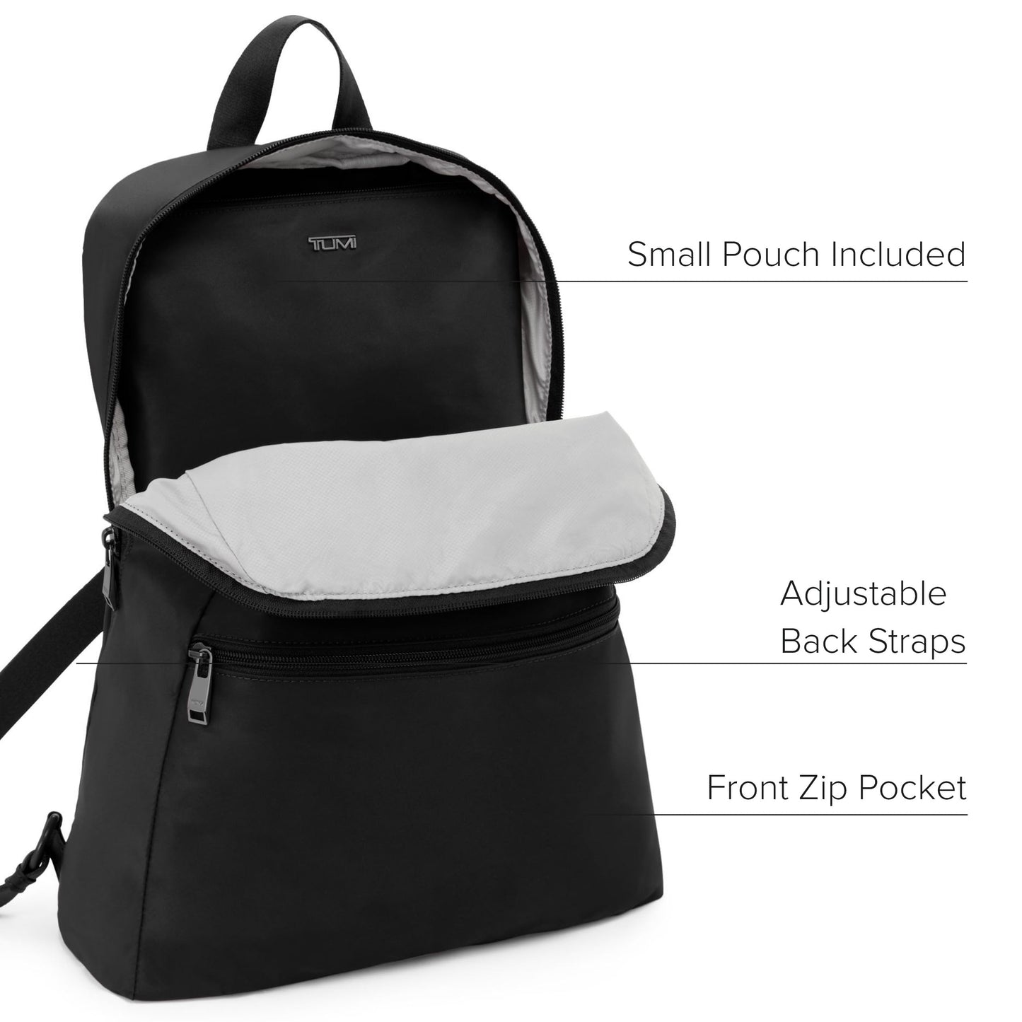 TUMI - Just In Case Foldable Backpack - Lightweight, Compact Travel Backpack - For One Bag Travel - 15.5" X 12.3" X 4.5" - Black with Gunmetal Hardware