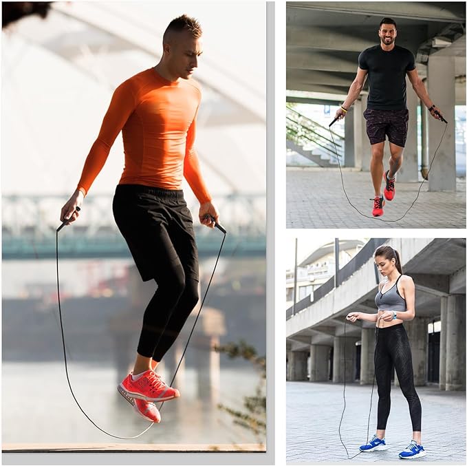 10 ft Speed Jump Rope with Handle, Adjustable Skipping Rope for Men Women, 3 oz Ultra-light Professional Fitness Boxing Cross Fit Exercises Gym Cardio Endurance Training Lovers (Black)