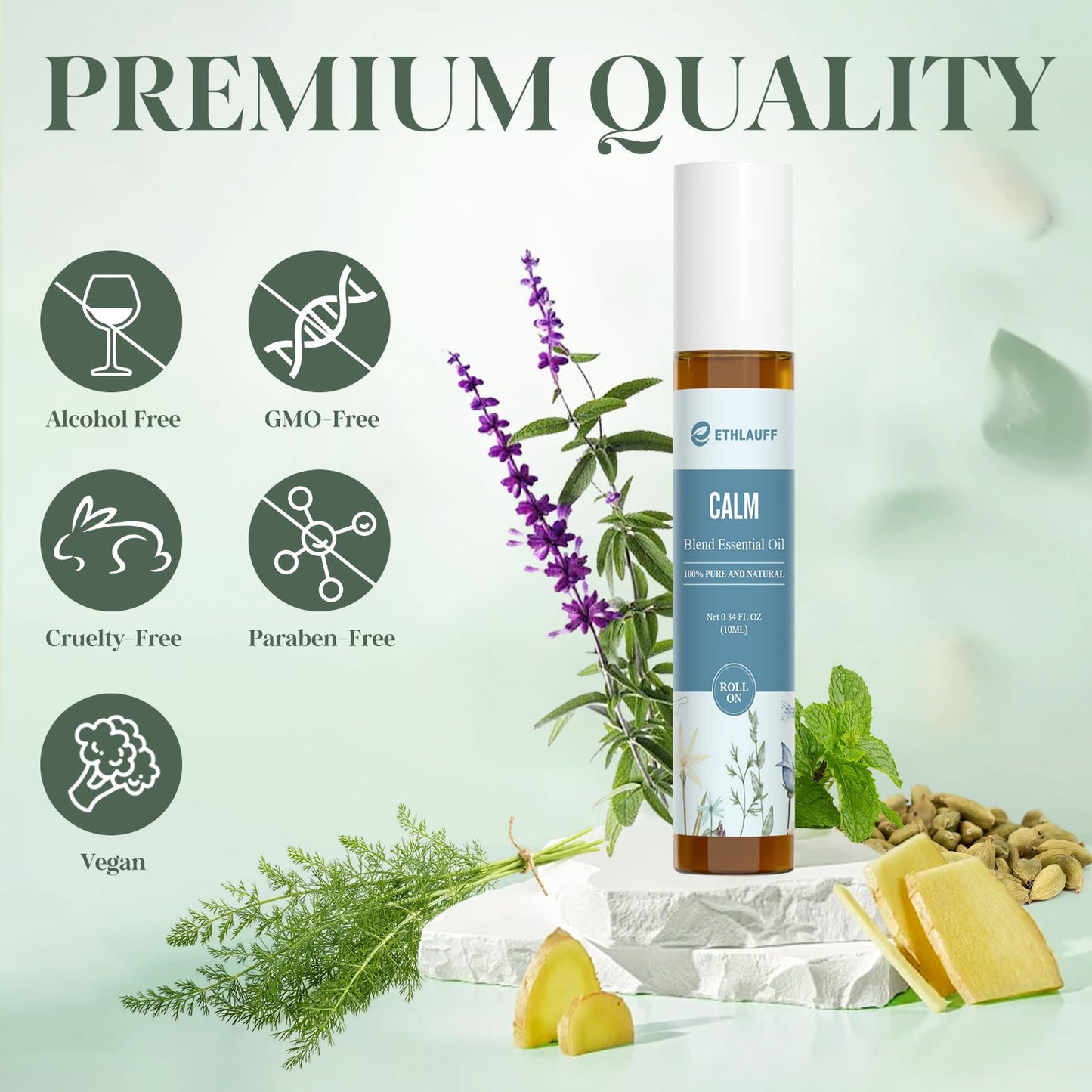 Ethlauff Essential Oil Roll On Set, (Calm,Renew,Dream,Head Relief), Aromatherapy Roll On Blends for Massage, Body Care & Home Use, Stress Relief Gift Men & Women