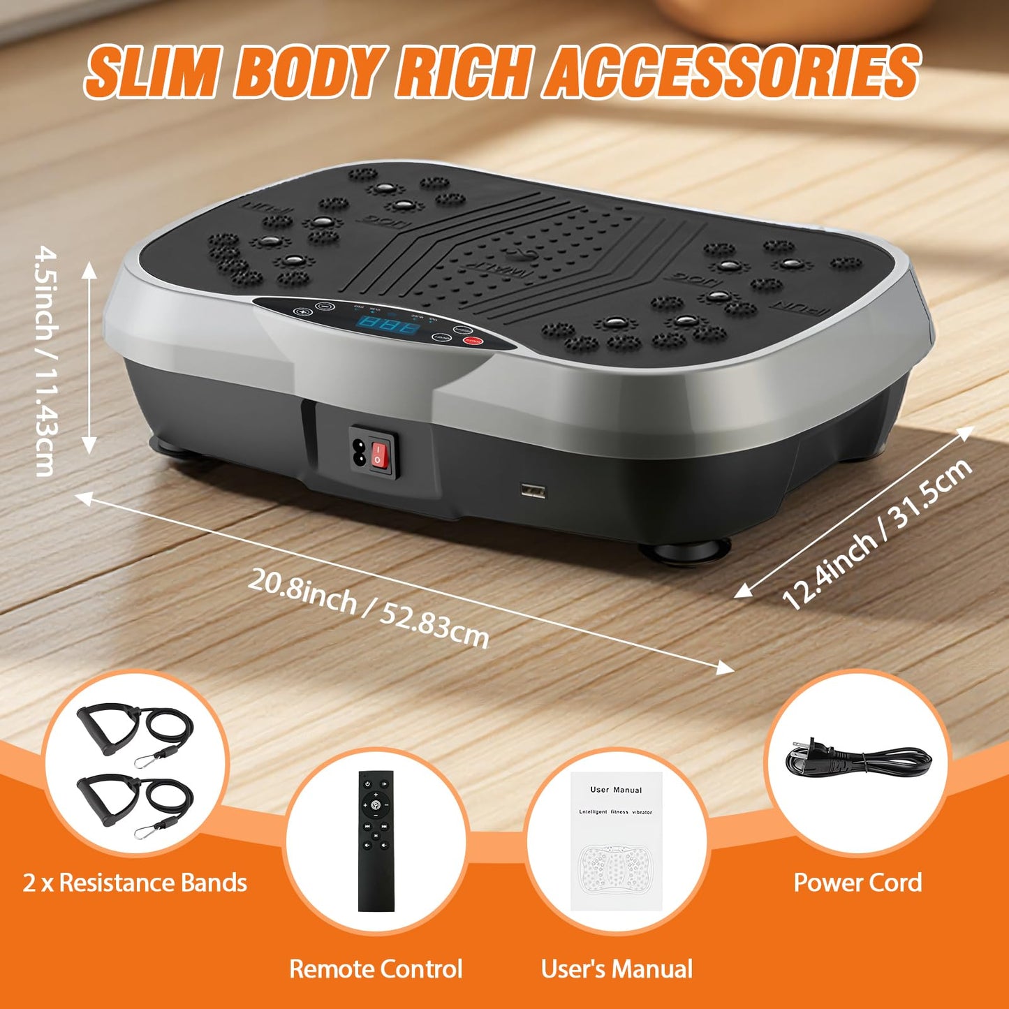 ALSO GO Vibration Plate Exercise Machine, 3 Workout Modes & 120 Level Vibration Platform for Weight Loss/Lymphatic Drainage, 400lbs Capacity Vibration Board with Resistance Bands for Full Body Workout