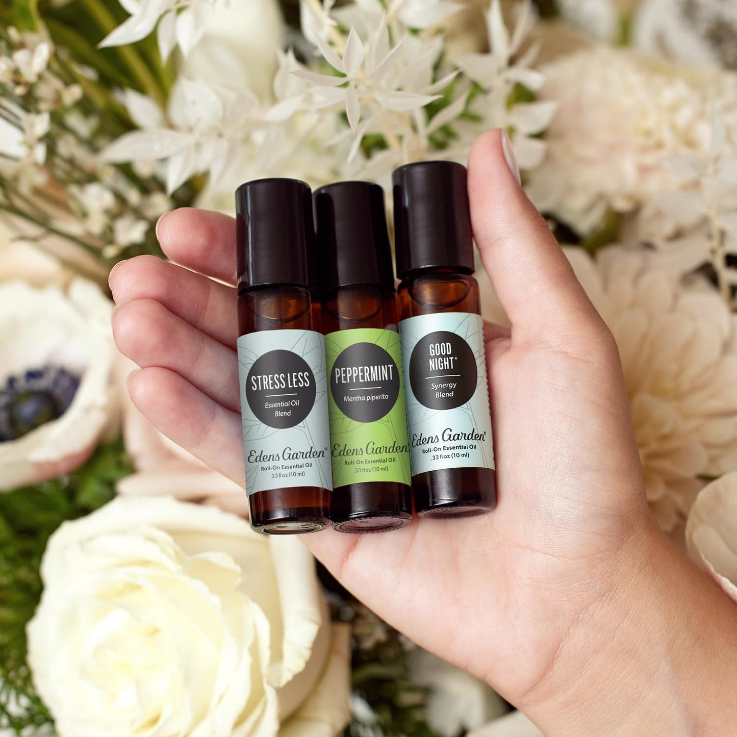 Edens Garden Essential Oil Roll-On 3 Set, 100% Pure Therapeutic Grade & Natural Aromatherapy Roller Blends For Relaxation, Sleep & Skin Care Oils - For Massage, Body & Self Care, 10 ml Roll-On/ 3 Pack