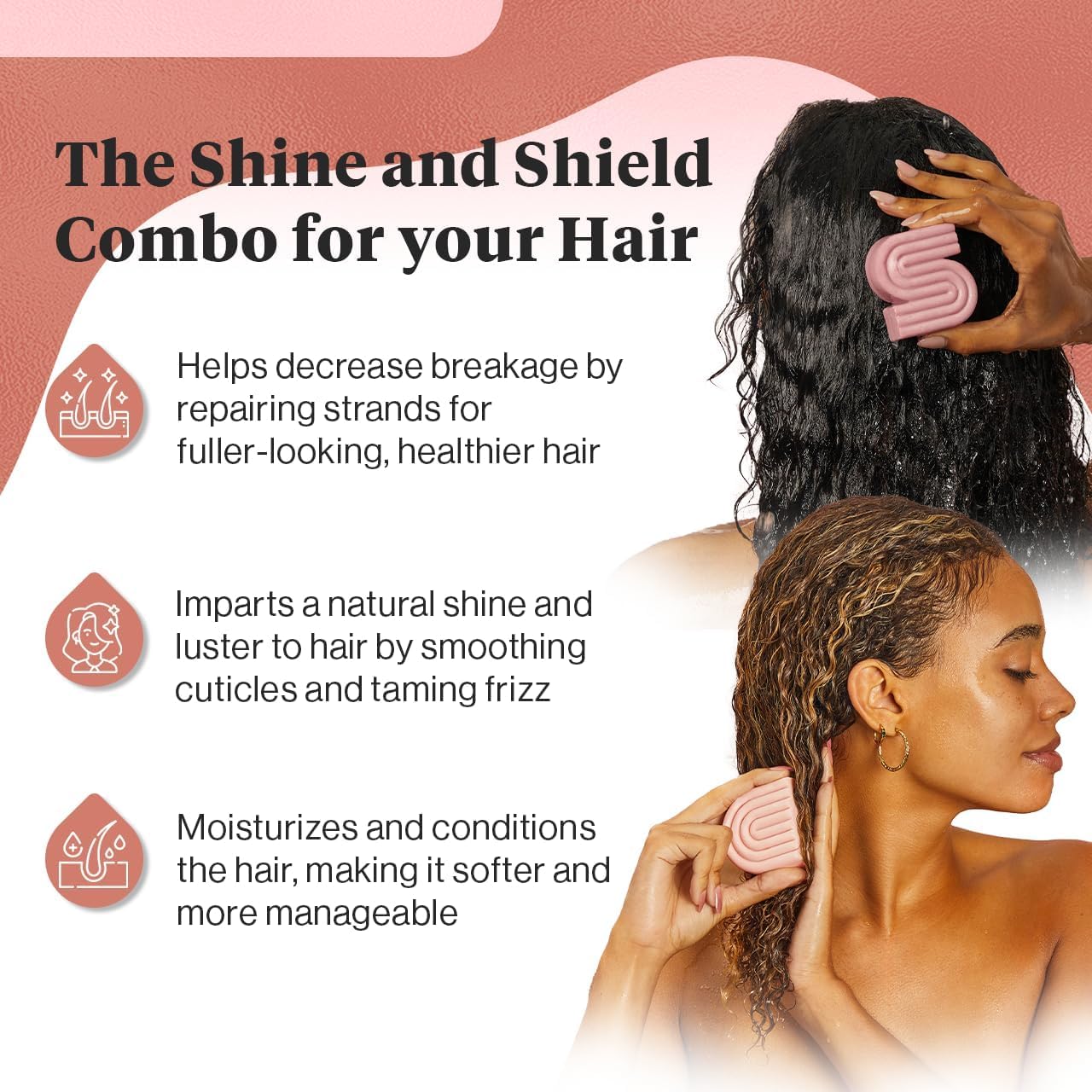 Kitsch Castor Oil Shampoo and Conditioner Set - Organic Castor Oil Hair Care for Dull & Dry Hair - Nourishing Bar Soap for Hair Growth - Free of Sulfate, Silicone, & Paraben - Made in USA - 2pcs