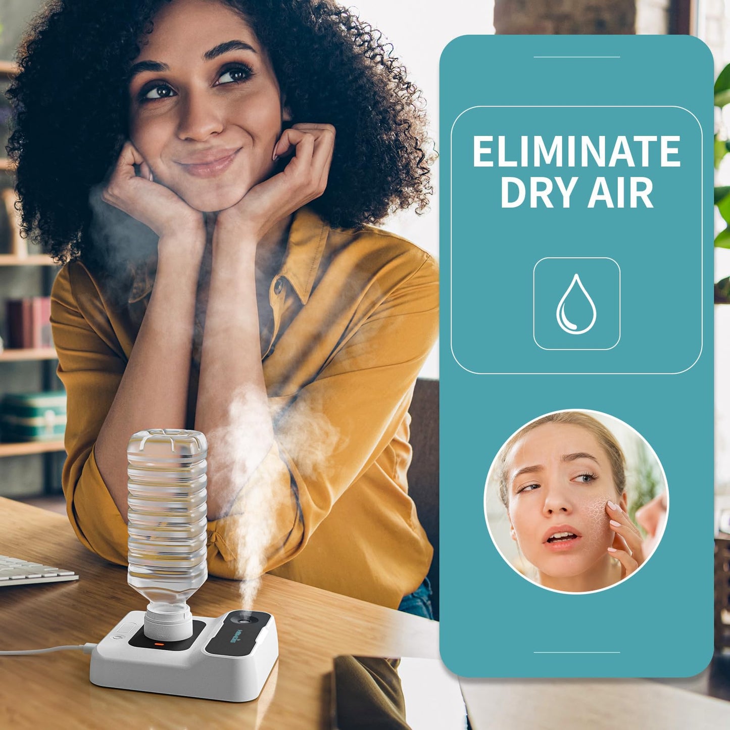 HOMDIS Portable Humidifiers for Travel, Small Mini Humidifier with Auto Shut-Off, Nightlight and Storage Bag for Hotel, Bedroom or Office, Plant Humidifier Indoor, White