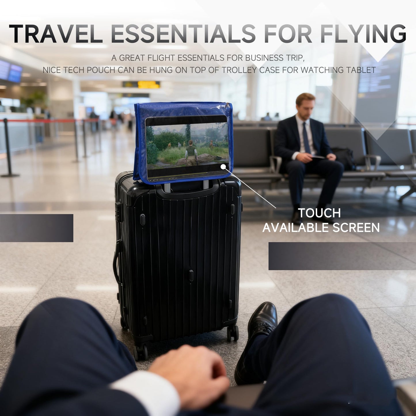 Airplane Pocket Organizer with Tray Table Cover,Portable In Flight Seat Back Organizer & Storage Bag, Commuter Essential Travel Bag Travel Accessories for Flying,Blue (Blue)