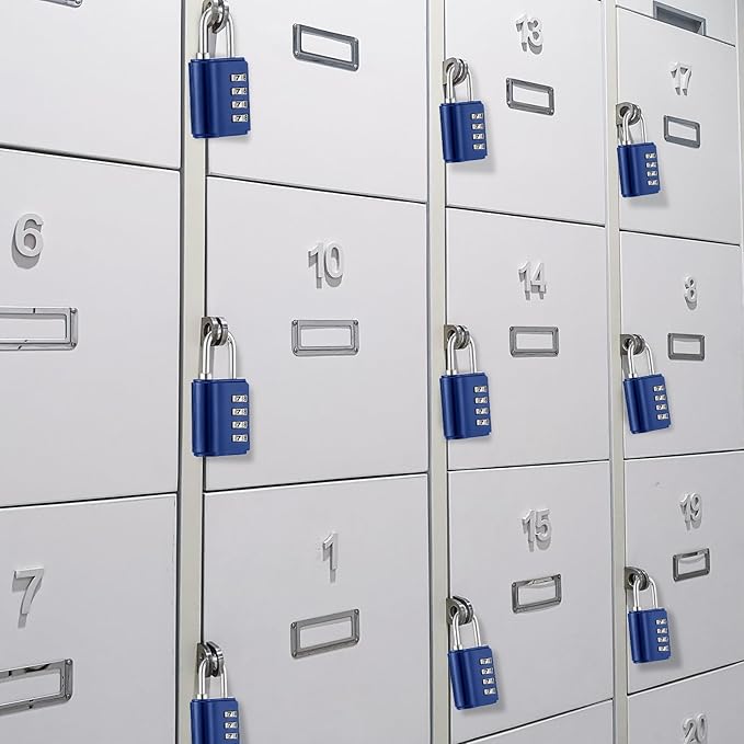 Kenning Combination Padlock 4 Digit Combination Lock with Keys Locker Resetable Security Outdoor Waterproof Gate Lock for School Sports Gym Locker Employee Fence Case(Sapphire,10 Pcs)