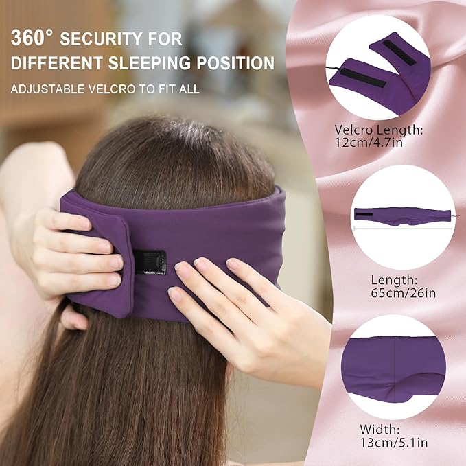 LC-dolida Sleep Mask with Bluetooth Headphones, Ice Silk Sleep Headphones with Bluetooth 5.4, Total Blackout Eye Mask for Sleeping, Soft Sleep Mask for Women Men, All Night Sleep, Travel(Purple)