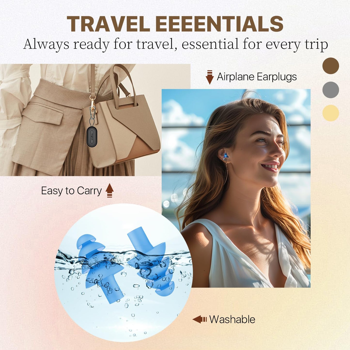 Hearprotek Airplane Earplugs for Pressure Relief, Soft Reusable Ear Protection for Air Travel, Includes Carrying Case, Essential for Adults to Alleviate Pressure and Muffle Engine Sounds (Blue)