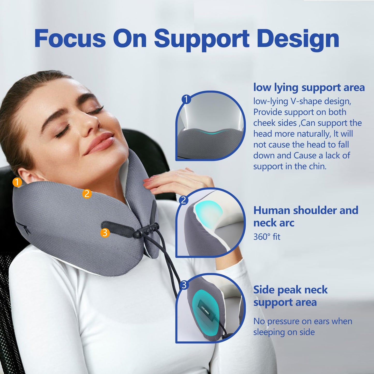 Cozyhealth Travel Neck Pillow for While Sleeping on Airplane, Memory Foam Comfort Travel Pillow, Gently Neck Head Support Sleeping Rest, Airplane Car and Home Use (Large)