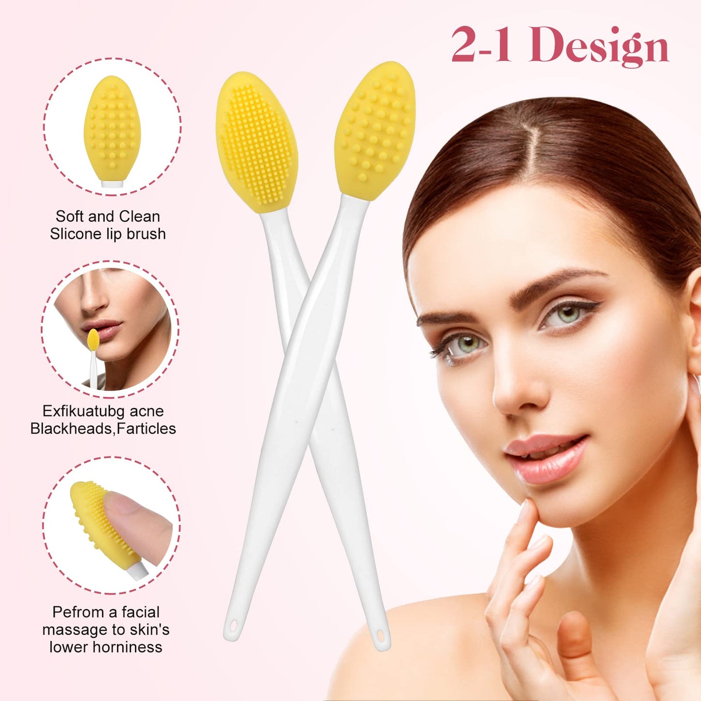 5 Pcs Facial Cleansing Brush,Lip Scrub Brush,Silicone Face Mask Brush for Face Scrubber & Lip Scrubber,For Massaging,Exfoliating,Remove Blackheads,Makeup Skincare Removal,DIY Mask