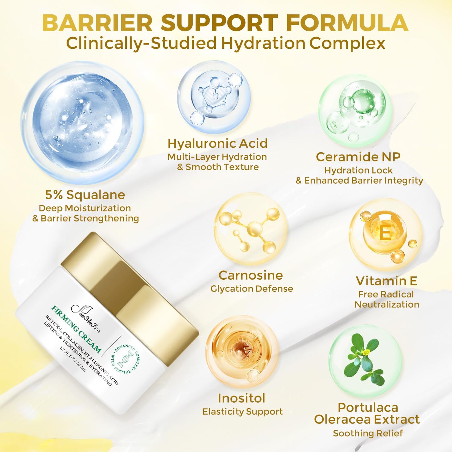 Neck Firming Cream, Anti Aging Wrinkle Cream with AH-8, Retinol, Collagen, & Hyaluronic Acid, Neck Creams for Tightening and Firming for Women & Men, Deep Hydration, Day & Night, 1.7 Fl Oz